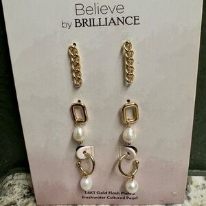 Gold and Pearl Earrings